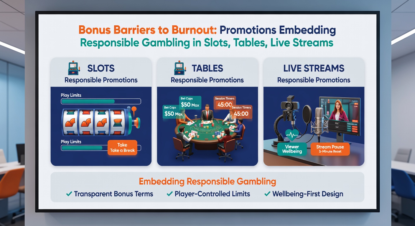 Live dealer table setup with overlaid bonus interface displaying responsible gambling prompts, wager limits, and session timers during a blackjack hand