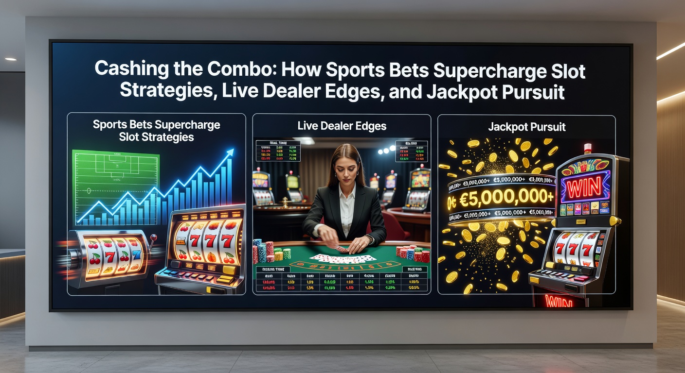 Illustration of a player at a multi-screen setup, analyzing sports stats on one side while engaging slots and live dealer on the other, with cash flow arrows connecting them