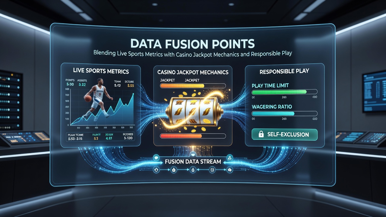 Dashboard view showing real-time sports data overlaid with jackpot meters and notification logs