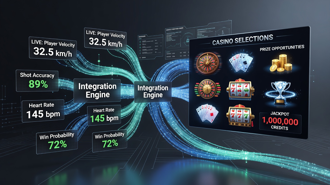 Casino interface displaying sports metrics influencing live prize selections