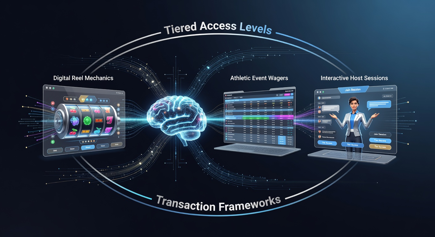 Diagram showing interconnected reward pathways between digital slots, sports wagers, and live host sessions via tiered access levels