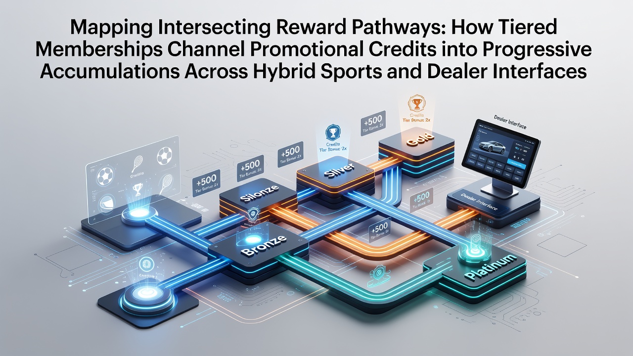 Diagram showing intersecting reward pathways between sports betting and live dealer platforms through tiered membership structures
