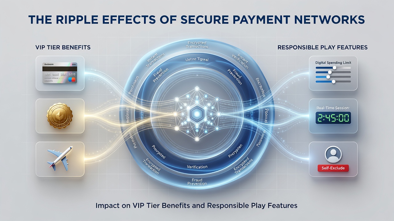 Data flows between secure payments, VIP benefits, and responsible gaming tools in hybrid casino environments